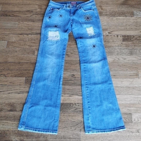 Moto UK Design Bohemian Distressed Studded Bootcut 25 - Picture 2 of 12